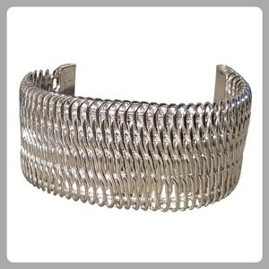 Wide Vintage Silver Tone Mesh Cuff Bracelet Bangle Statement‎ Jewelry